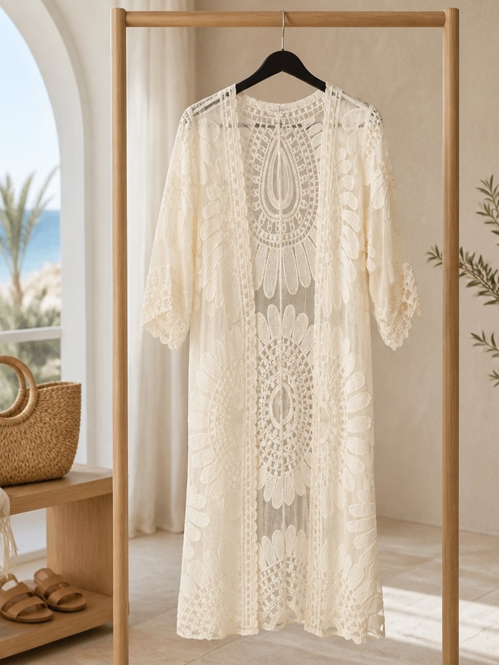 Rebellion Cream Crochet Lace Kimono